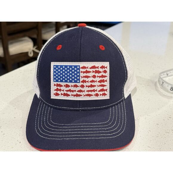 Arcadian Outfitters Fish And Flag Snapback Trucker‎ Hat - Picture 1 of 6